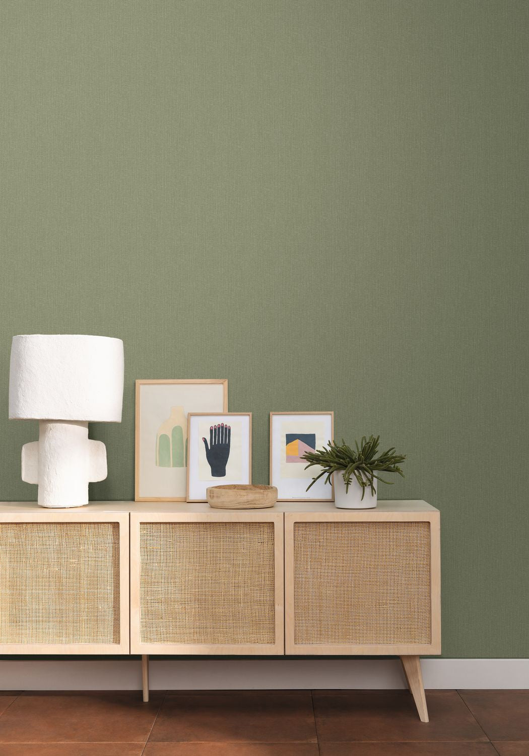 Uni Natte Wallpaper - Kaki - Caselio - 101567110