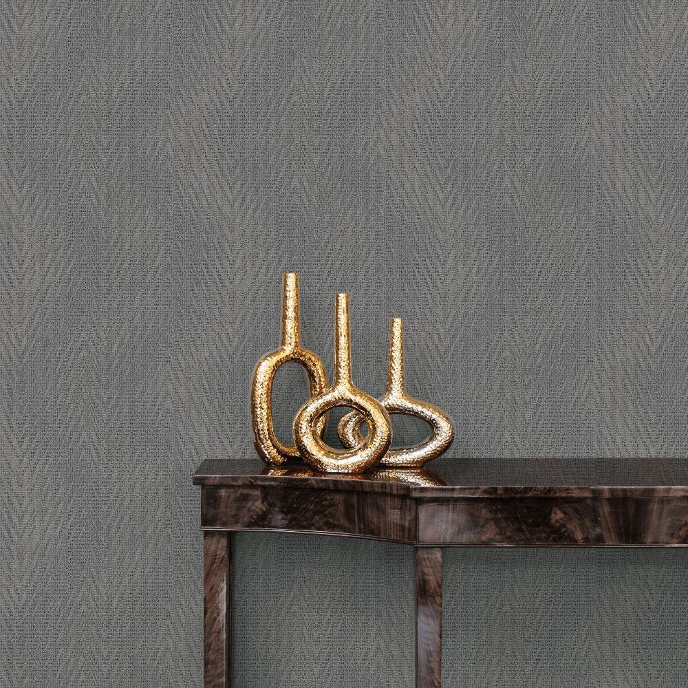 Utopia Herringbone Weave Wallpaper - Silver Grey - Galerie - G68022 - Premier Wallcovering