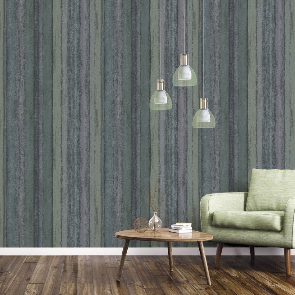 Utopia Nomed Stripe Wallpaper - Green - Galerie - G67802 - Premier Wallcovering