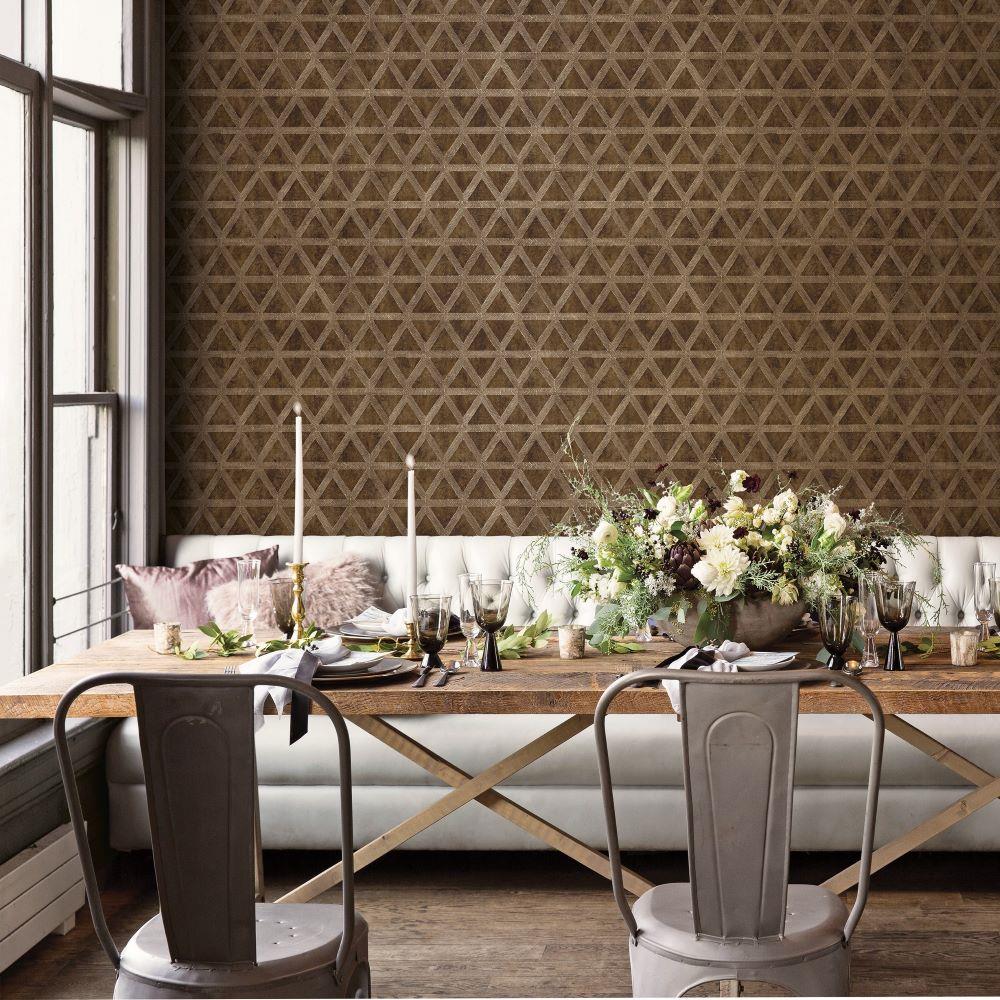 Utopia Tri Prism Wallpaper - Brown - Galerie - G68011 - Premier Wallcovering