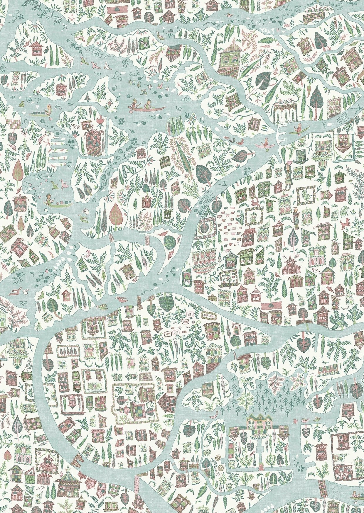 Utopia Wallpaper - Pistachio Rose - Lewis & Wood - Premier Wallcovering