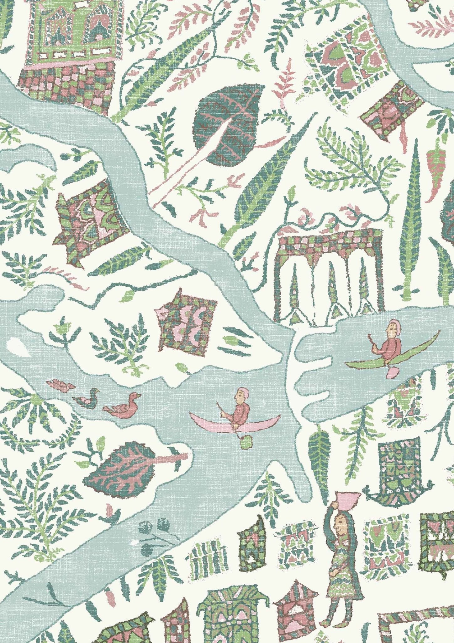 Utopia Wallpaper - Pistachio Rose - Lewis & Wood - Premier Wallcovering