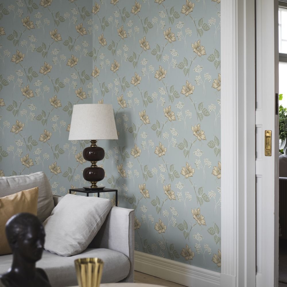 Valborg Wallpaper - Blue - Boråstapeter - 5500 - Premier Wallcovering