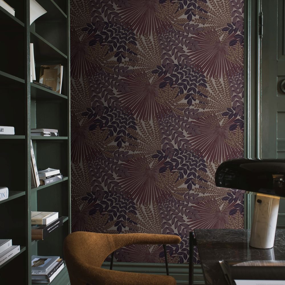 Velvet Leaves Wallpaper - Plum - Boråstapeter - 2260 - Premier Wallcovering