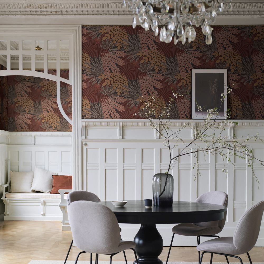 Velvet Leaves Wallpaper - Burgundy - Boråstapeter - 2259 - Premier Wallcovering
