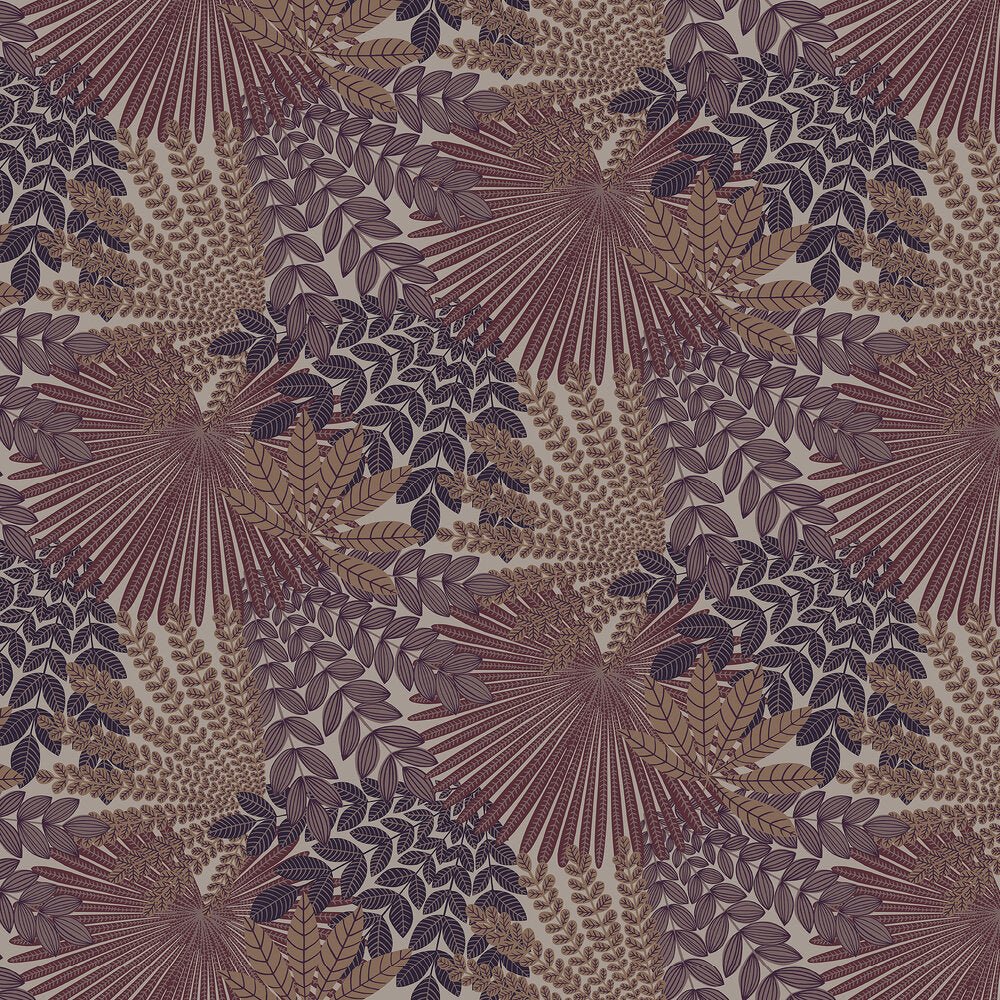 Velvet Leaves Wallpaper - Plum - Boråstapeter - 2260 - Premier Wallcovering