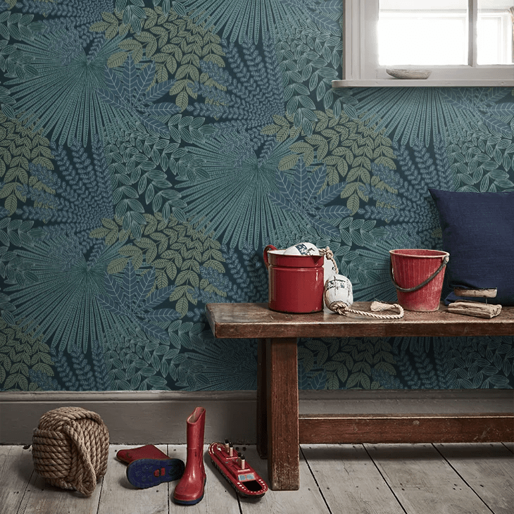 Velvet Leaves Wallpaper - Blue - Boråstapeter - 2261 - Premier Wallcovering