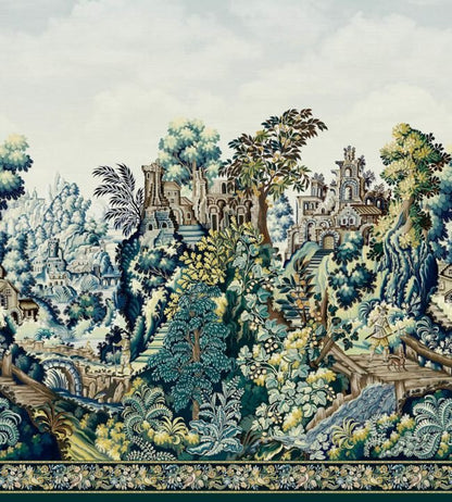 Verdure Tapestry Wallpaper - Viridian, Teal, Ink & Chartreuse - 118/17038 - Cole & Son - Premier Wallcovering