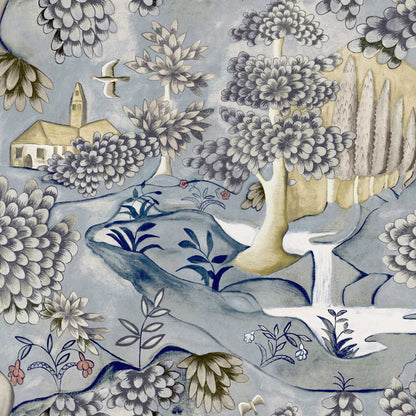 Verdure Wallpaper - Lead Blue - ZAMW310430 - Zoffany