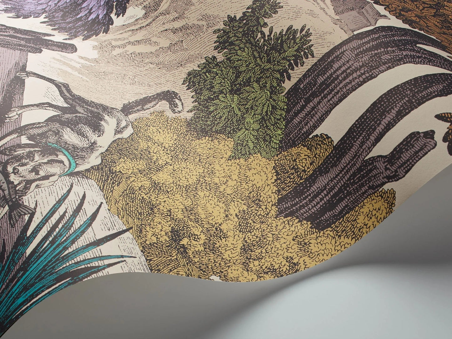 Versailles Grand (2 roll set) Folie Wallpaper - Purple & Safari on White - 99/16065 - Cole & Son - Premier Wallcovering