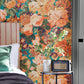 Very Rose And Peony Wallpaper - Kingfisher/Rowan Berry - DOSW217027 - Sanderson
