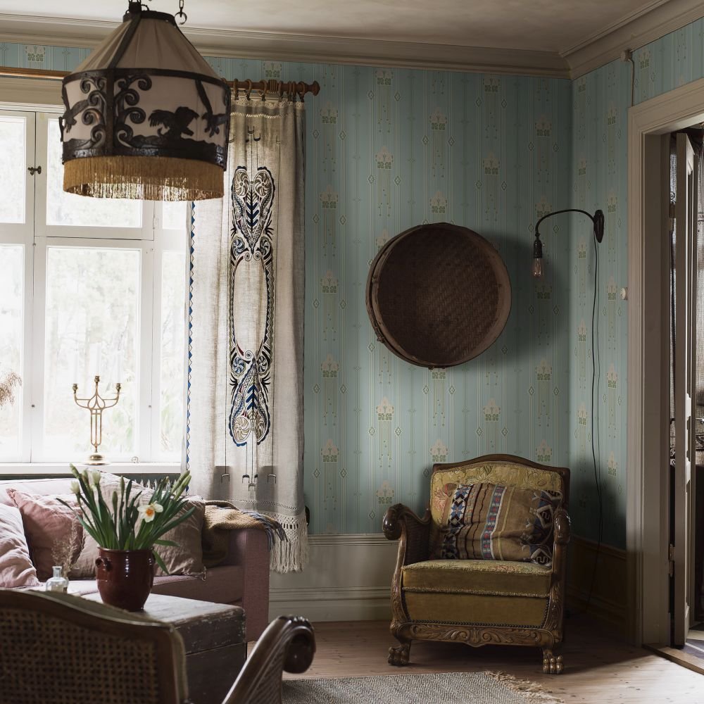 Villastan Wallpaper - Baby Blue - Boråstapeter - 4170 - Premier Wallcovering