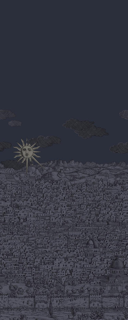 Vista Mediterranea Wallpaper - Midnight with Gilver Sun - 123/3013 - Cole & Son - Premier Wallcovering