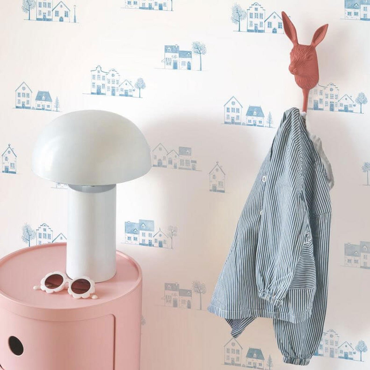 Walk In The Village Once Upon A Time Wallpaper - Bleu Doux - Casadeco - 200846611 - Premier Wallcovering