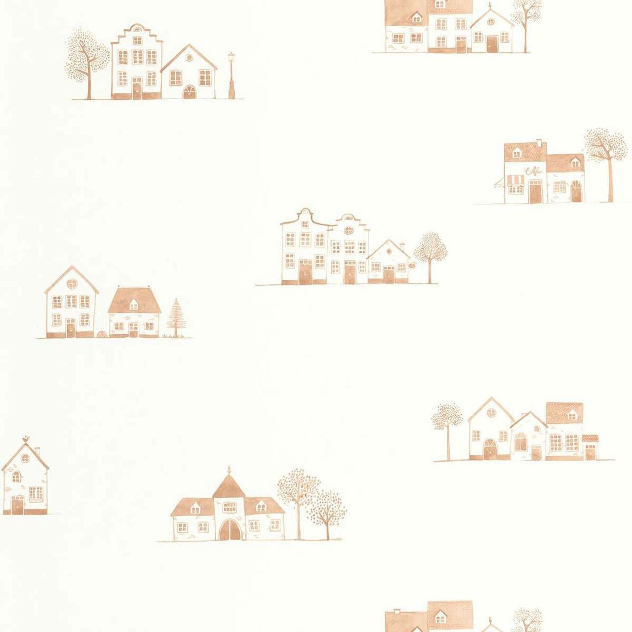 Walk In The Village Once Upon A Time Wallpaper - Brique - Casadeco - 200848303 - Premier Wallcovering