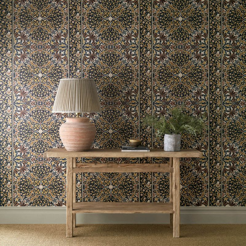 Walthamstow Wallpaper - Indigo/Gold - Morris & Co - 217601 - Morris Wallpaper
