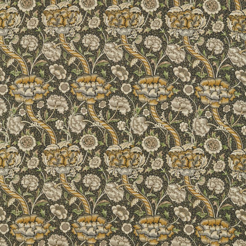 Wandle Fabric - Charcoal/Mustard - Morris & Co - 226397 - Premier Wallcovering