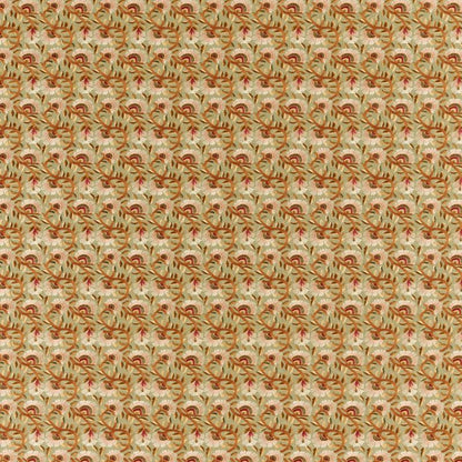 Wardle Embroidery Fabric - Olive/Brick - Morris & Co - 236819 - Premier Wallcovering