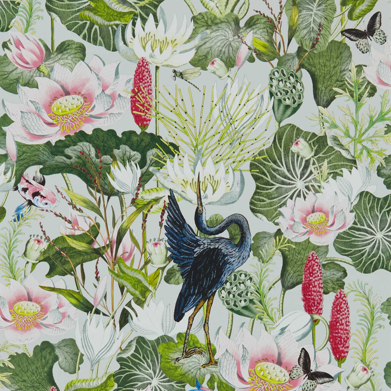 Waterlily Wallpaper - Dove - Clarke & Clarke - W0137/02 - Premier Wallcovering