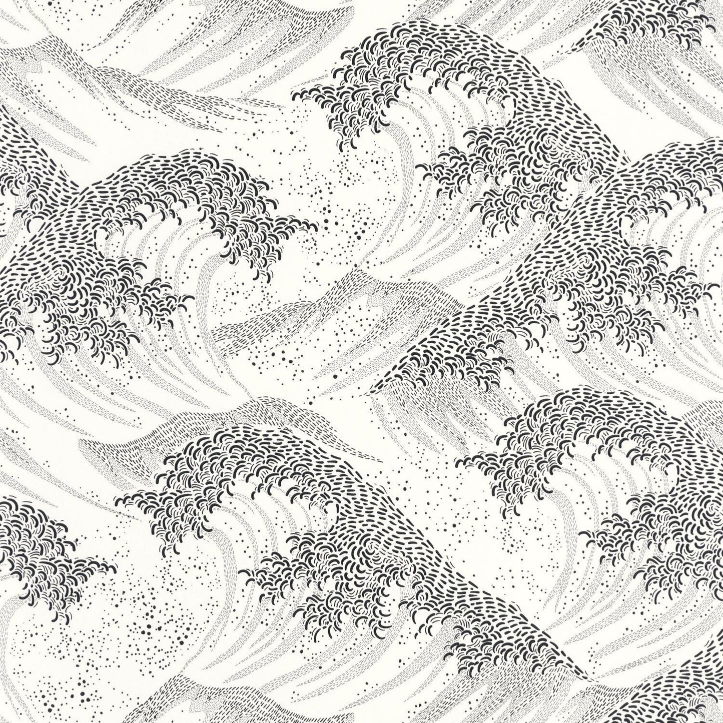 Waves Wallpaper - Blanc Noir - Caselio - 104360945