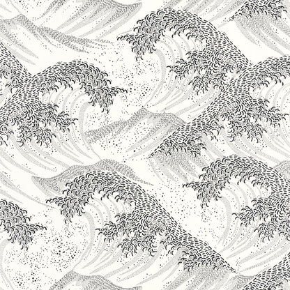 Waves Wallpaper - Blanc Noir - Caselio - 104360945