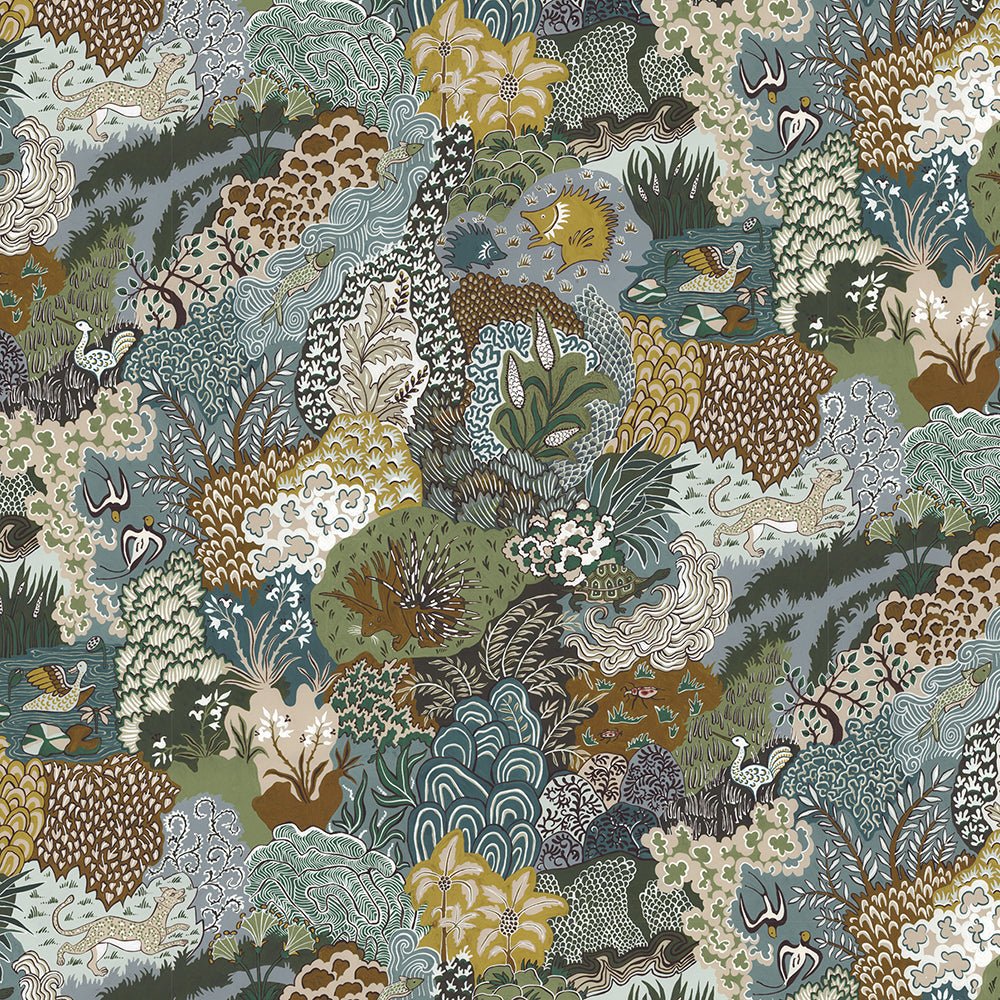 Whimsical Clumps Wallpaper - Olive, Brown and Blue - Josephine Munsey - JMW-101911 - Premier Wallcovering