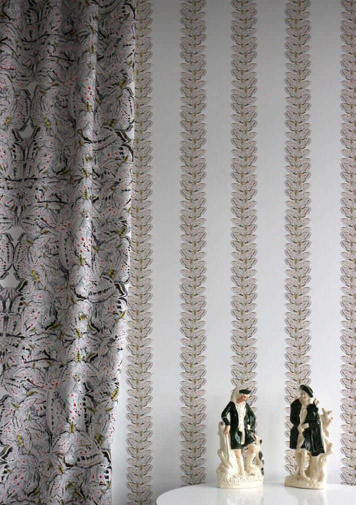 White Moth Stripe Wallpaper - Original - Timorous Beasties - WM/MICA/02 - Premier Wallcovering