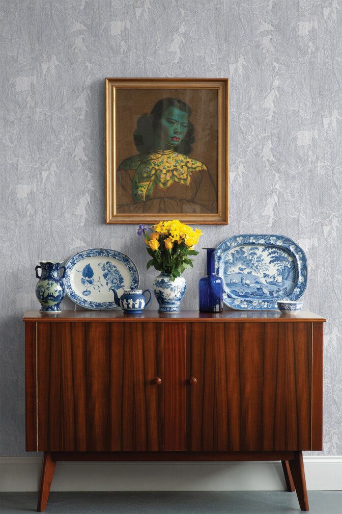 Whitewash Rose Wallpaper - Blue - Timorous Beasties - STCO/WWR/SMM/03 - Premier Wallcovering