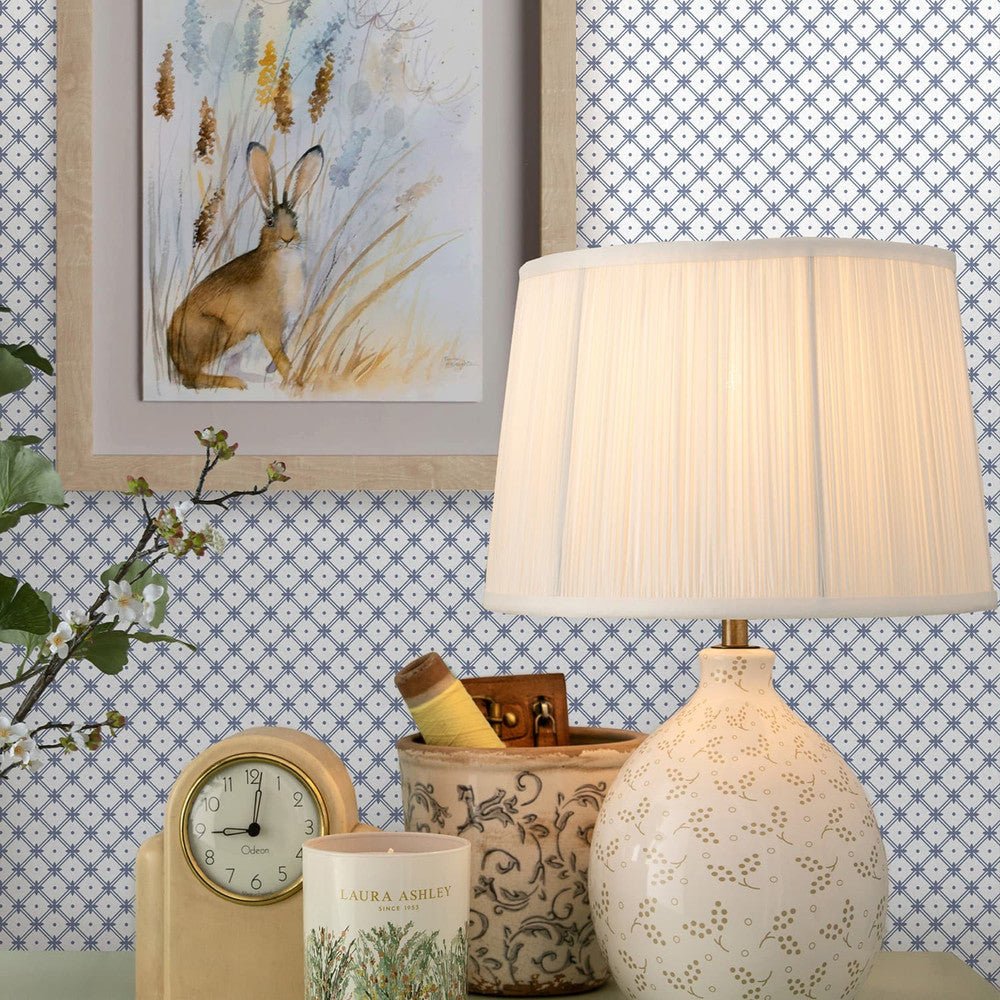 Wickerwork Wallpaper - Dark Seaspray Blue - Laura Ashley - 120135 - Premier Wallcovering