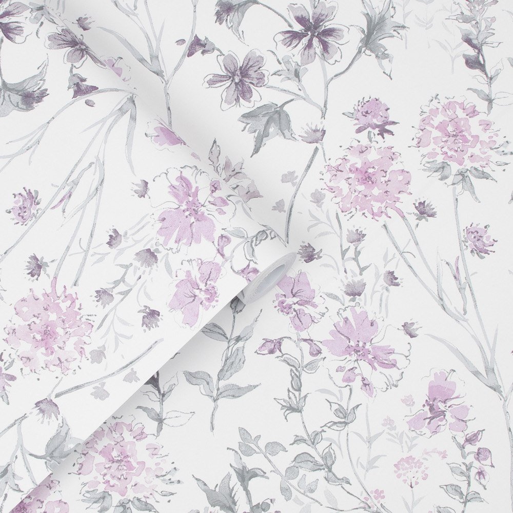 Wild Meadow Wallpaper - Pale Iris - Laura Ashley - 113362 - Premier Wallcovering