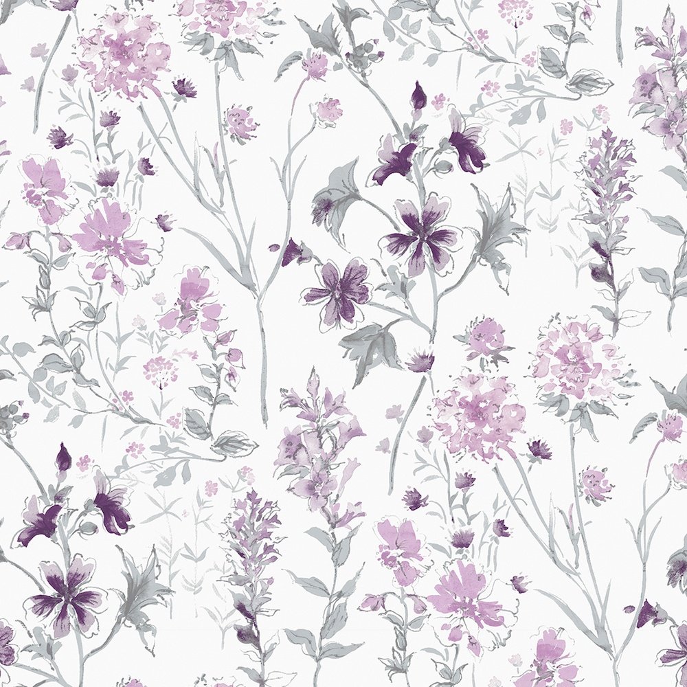 Wild Meadow Wallpaper - Pale Iris - Laura Ashley - 113362 - Premier Wallcovering
