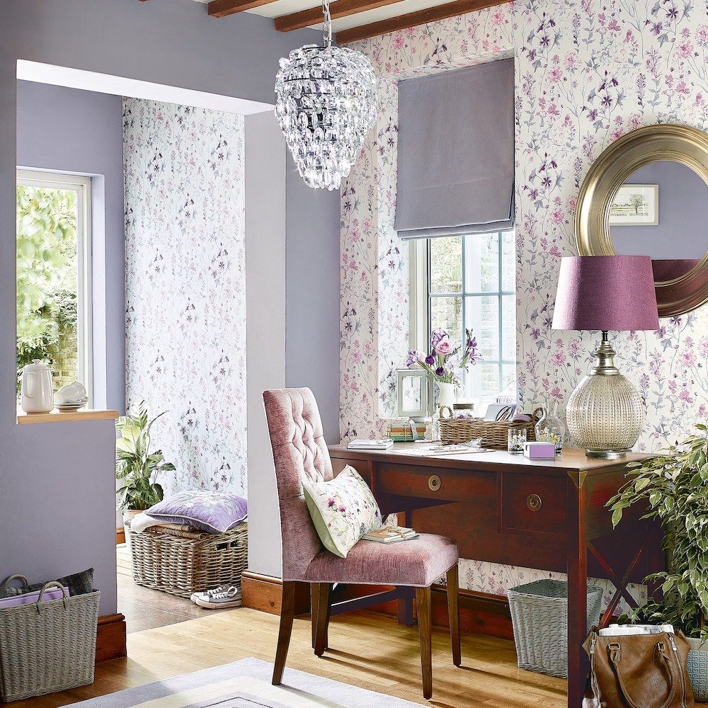 Wild Meadow Wallpaper - Pale Iris - Laura Ashley - 113362 - Premier Wallcovering