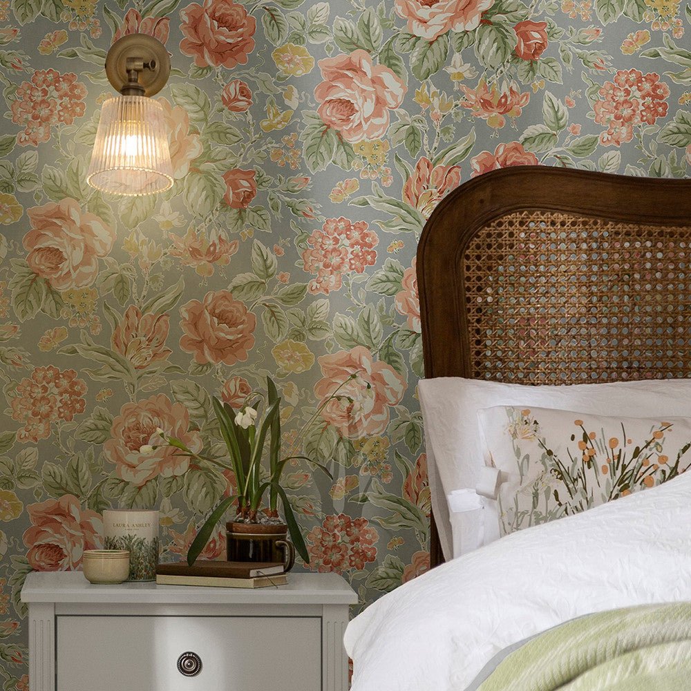 Wild Roses Wallpaper - Ochre Yellow - Laura Ashley - 122753 - Premier Wallcovering