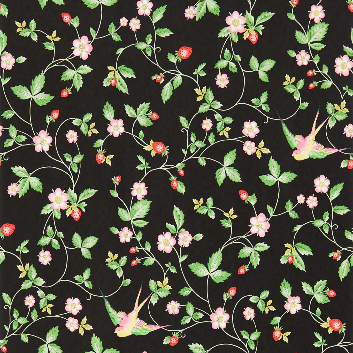 Wild Strawberry Wallpaper - Noir - Clarke & Clarke - W0135/04 - Premier Wallcovering