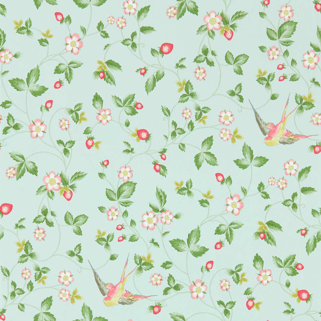 Wild Strawberry Wallpaper - Dove - Clarke & Clarke - W0135/02 - Premier Wallcovering