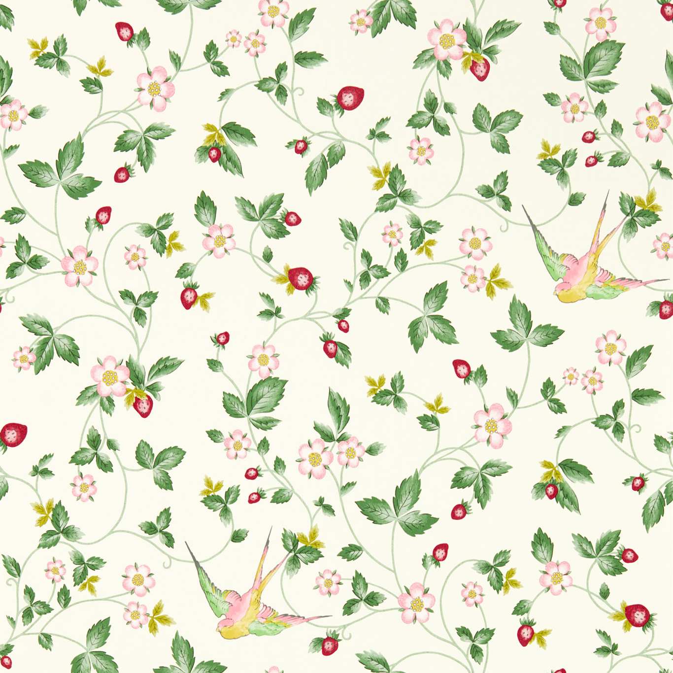 Wild Strawberry Wallpaper - Ivory - Clarke & Clarke - W0135/03 - Premier Wallcovering