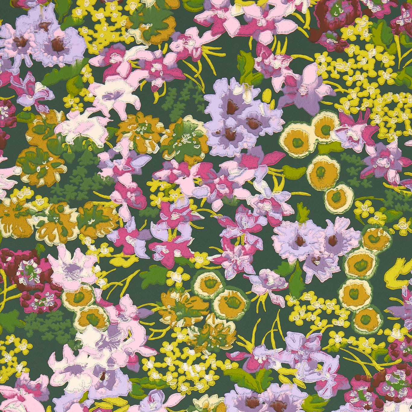 Wildflower Meadow Wallpaper - Emerald/Amethyst/Peridot - Harlequin - HSRW113049