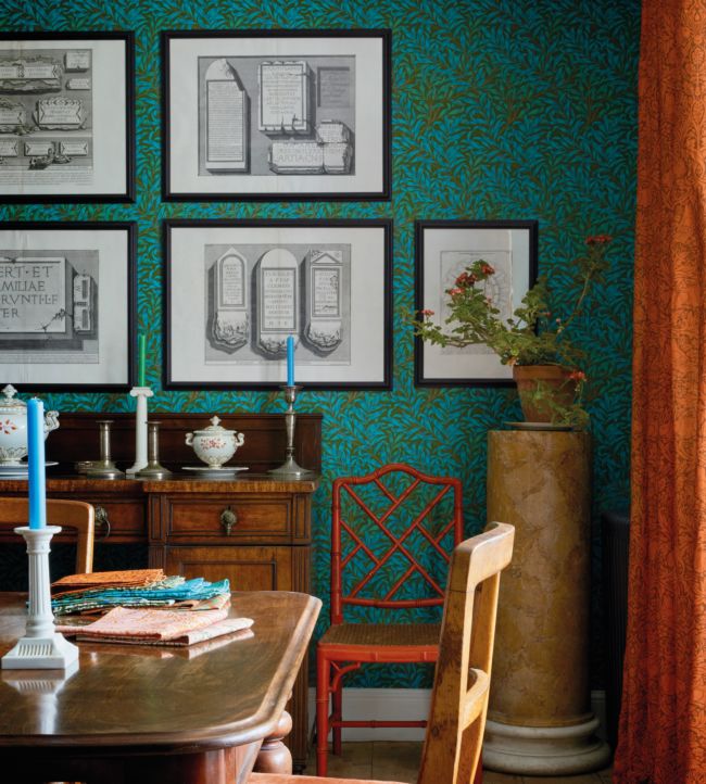Willow Boughs Wallpaper - Olive/Turquoise - 216952 - Morris & Co