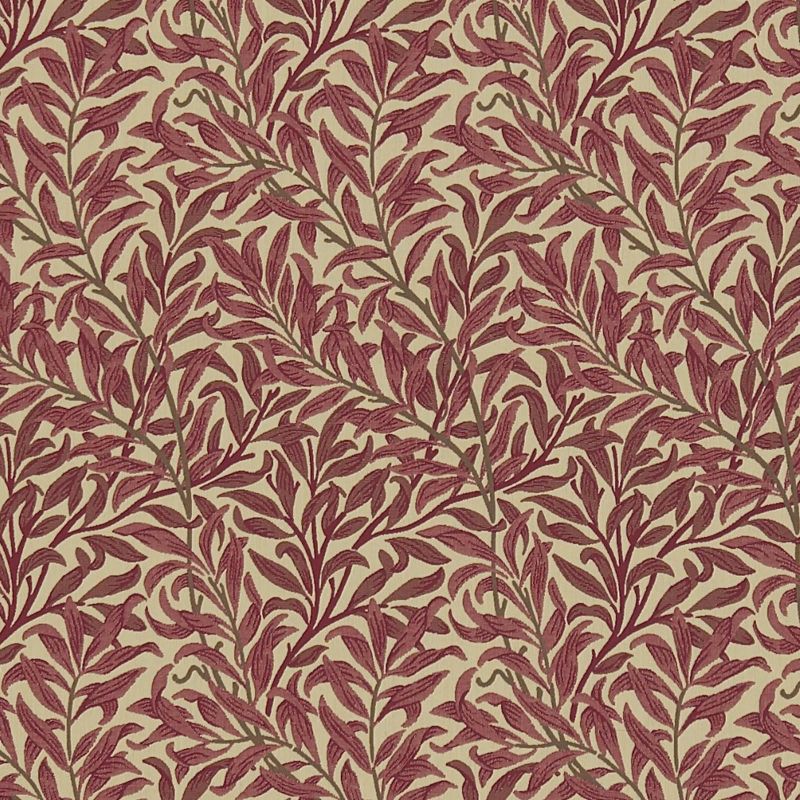 Willow Boughs Weave Fabric - Crimson/Manilla - Morris & Co - 230288 - Premier Wallcovering