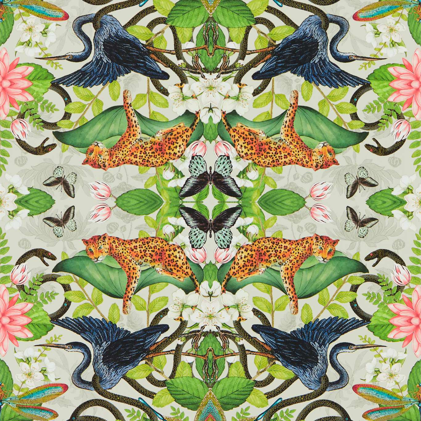 Wonderlust Tea Story Wallpaper - Dove - Clarke & Clarke - W0136/02 - Premier Wallcovering