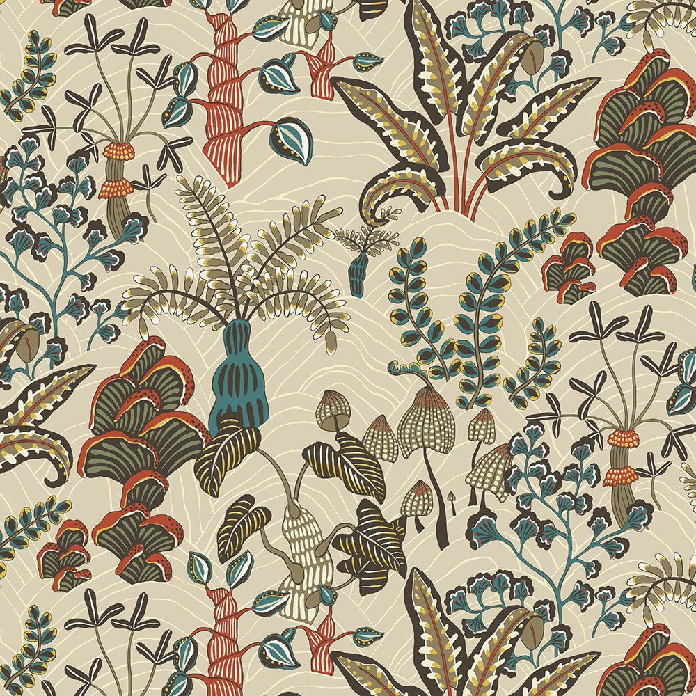 Woodland Floor Wallpaper - Stone and Teal - Josephine Munsey - JMW-101211 - Premier Wallcovering