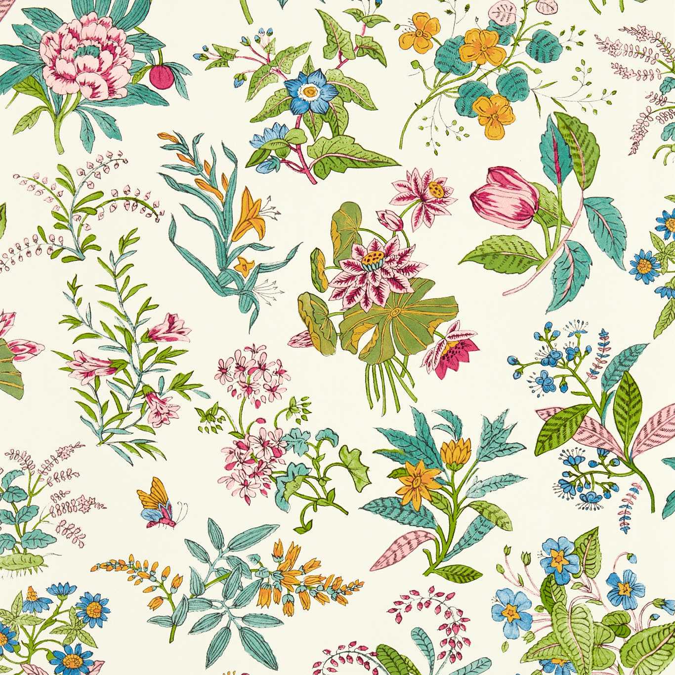 Woodland Floral Wallpaper - Peridot/Ruby/Pearl - HSRW113057 - Harlequin - Premier Wallcovering