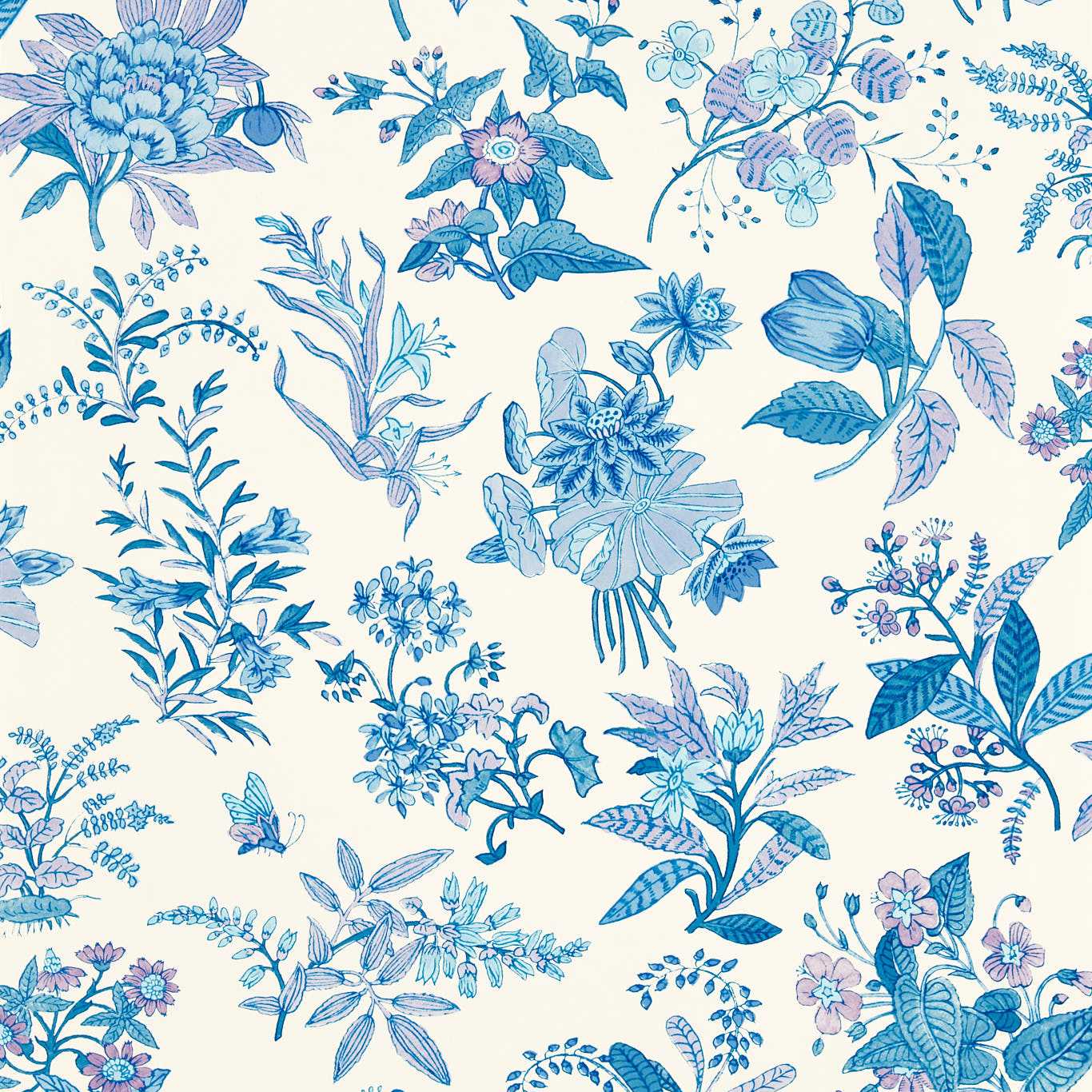 Woodland Floral Wallpaper - Lapis/Amethyst/Pearl - Harlequin - HSRW113059