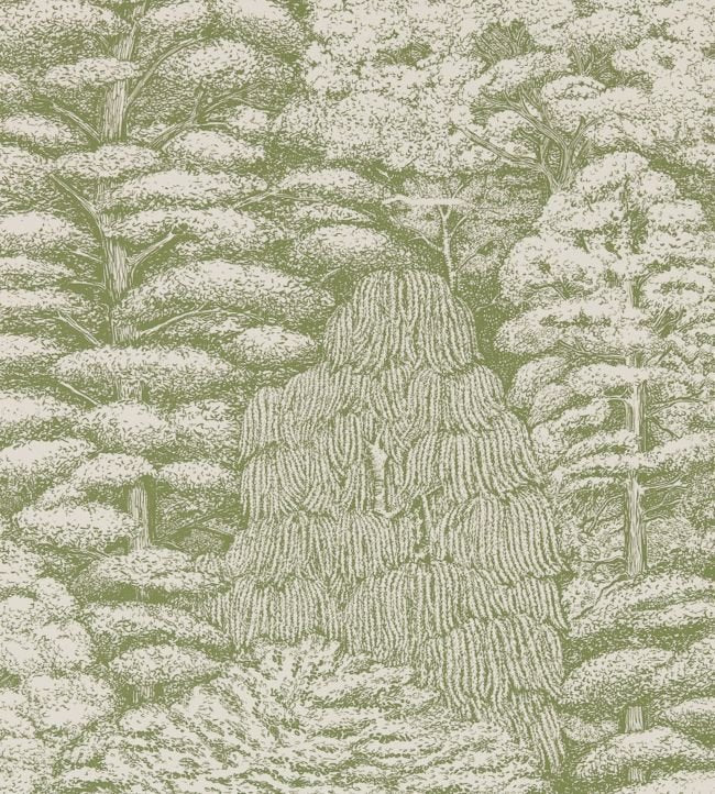Woodland Toile Wallpaper - Cream/Green - DWOW215720 - Sanderson
