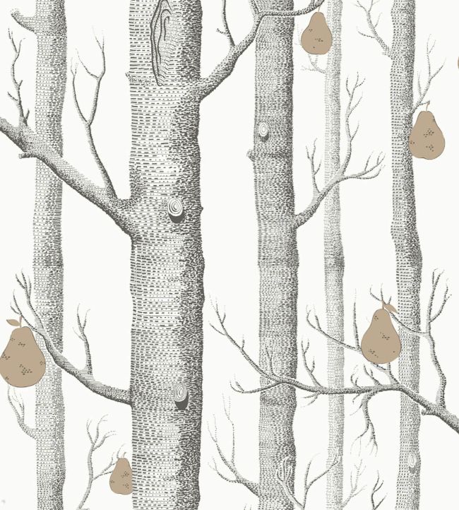 Woods & Pears Wallpaper - Charcoal & Metallic Bronze on Parchment - 95/5027 - Cole & Son - Premier Wallcovering