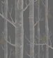 Woods & Pears Wallpaper - White & Metallic Silver on Charcoal - 95/5031 - Cole & Son - Premier Wallcovering