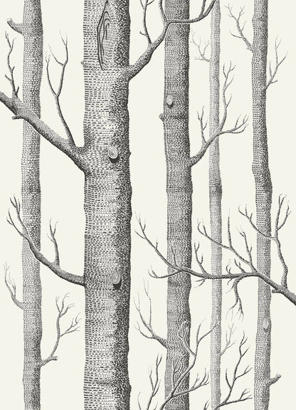 Woods Wallpaper - Black on White - 69/12147 - Cole & Son - Premier Wallcovering