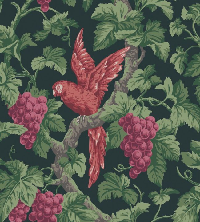 Woodvale Orchard Wallpaper - Ruby, Rose & Olive Green on Charcoal - 116/5020 - Cole & Son - Premier Wallcovering