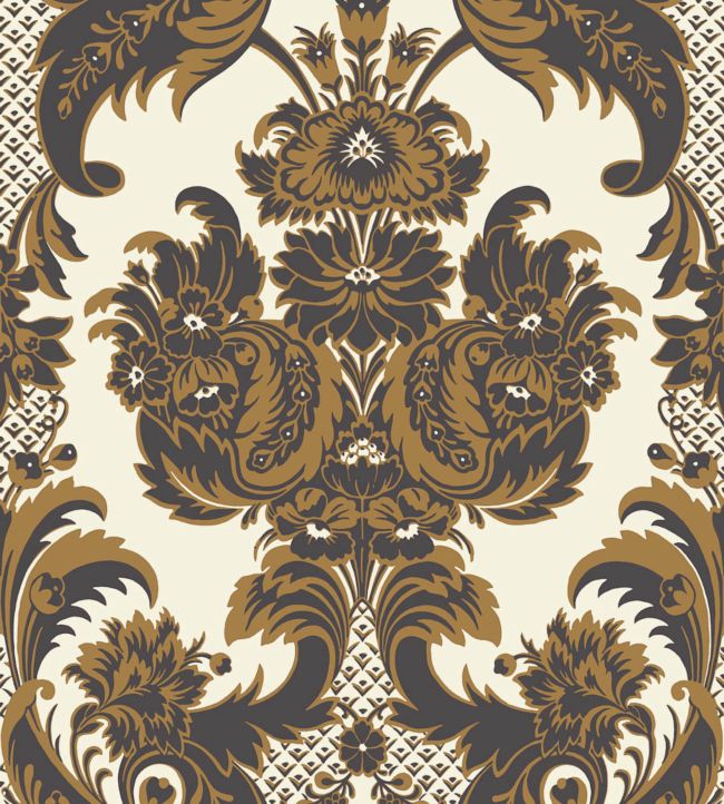 Wyndham Wallpaper - Metallic Gold & Charcoal on Chalk - 94/3014 - Cole & Son - Premier Wallcovering