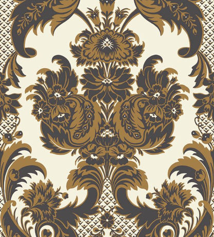 Wyndham Wallpaper - Metallic Gold & Charcoal on Chalk - 94/3014 - Cole & Son - Premier Wallcovering
